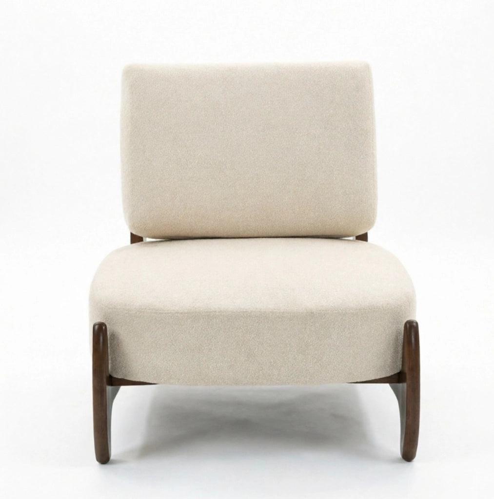 Poltrona lounge 72x73.5x81 cm imbottita in ciniglia poliestere crema