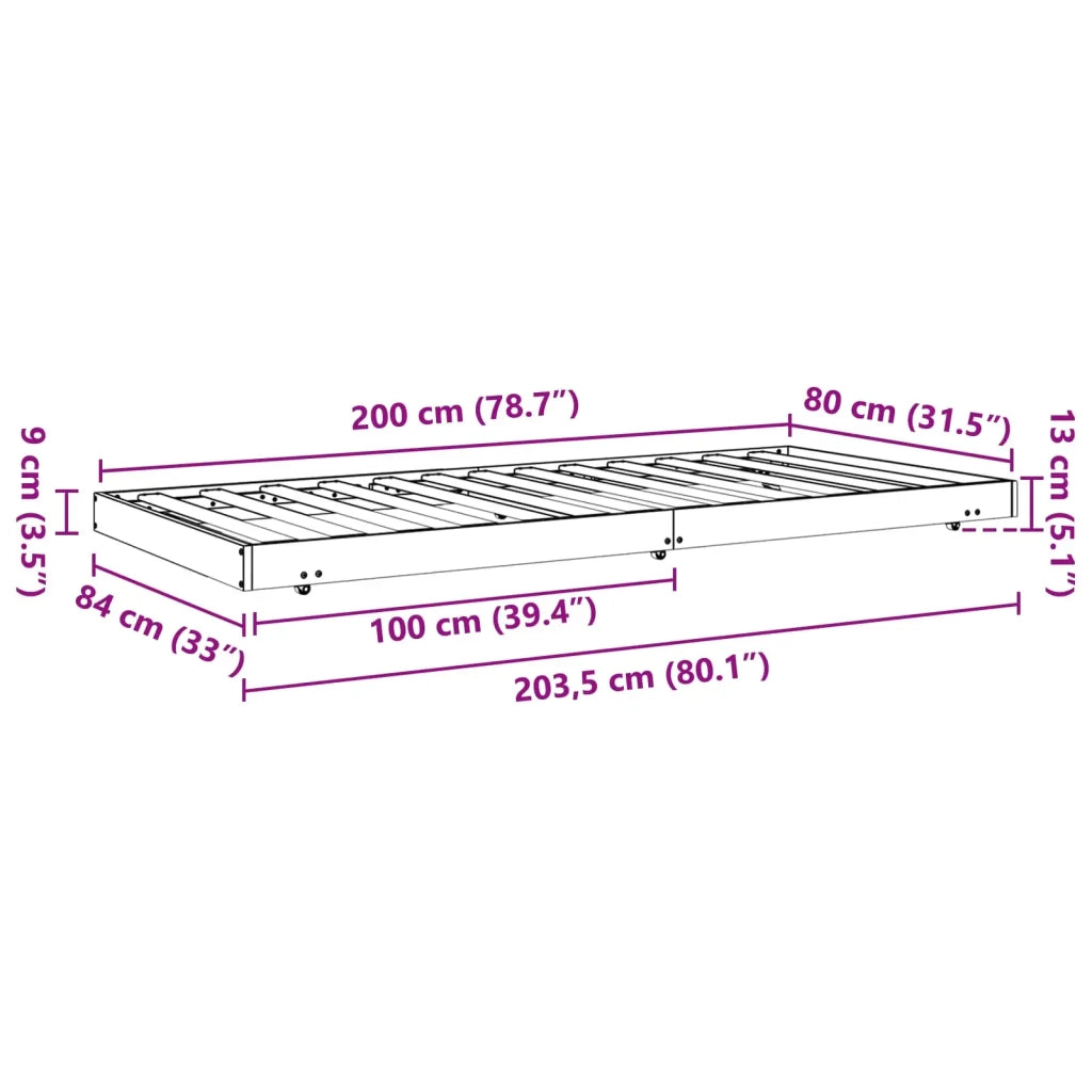 Struttura del letto Marrone cerato 80 x 200 cm Pino massello 864061
