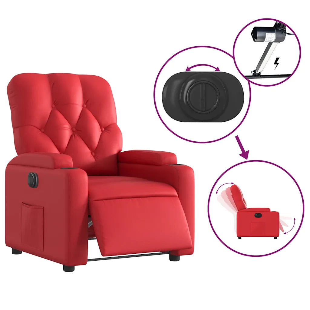 Divano Sedia-Poltrona Reclinabile Elettrica Rossa in Similpelle 846277