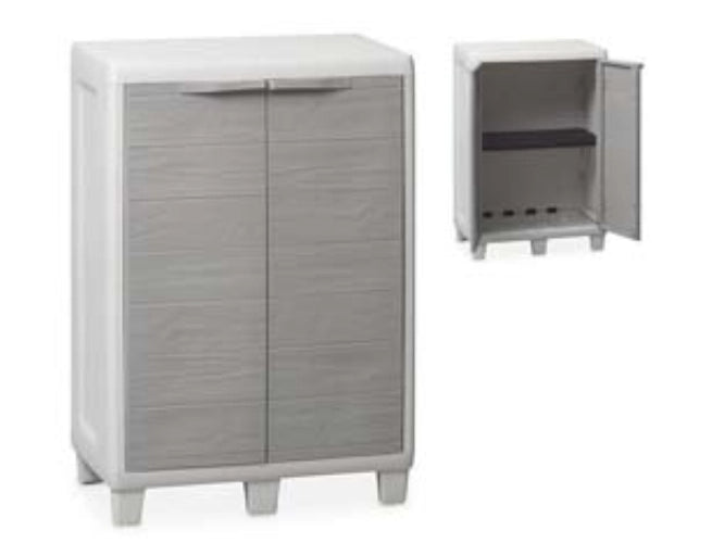 Armadio basso a 2 ante+1 ripiano grigio chiaro/grigio tortora art.032 - cm.65x38x94h. 1 pezzi Toomax