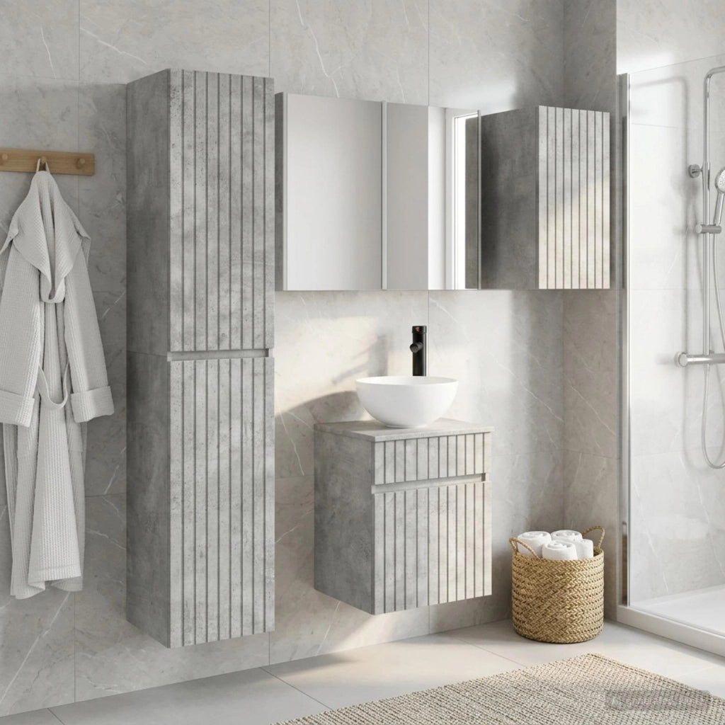 Set di Armadi da Bagno 5 pz Grigio Cemento Legno ingegnerizzato 3407354