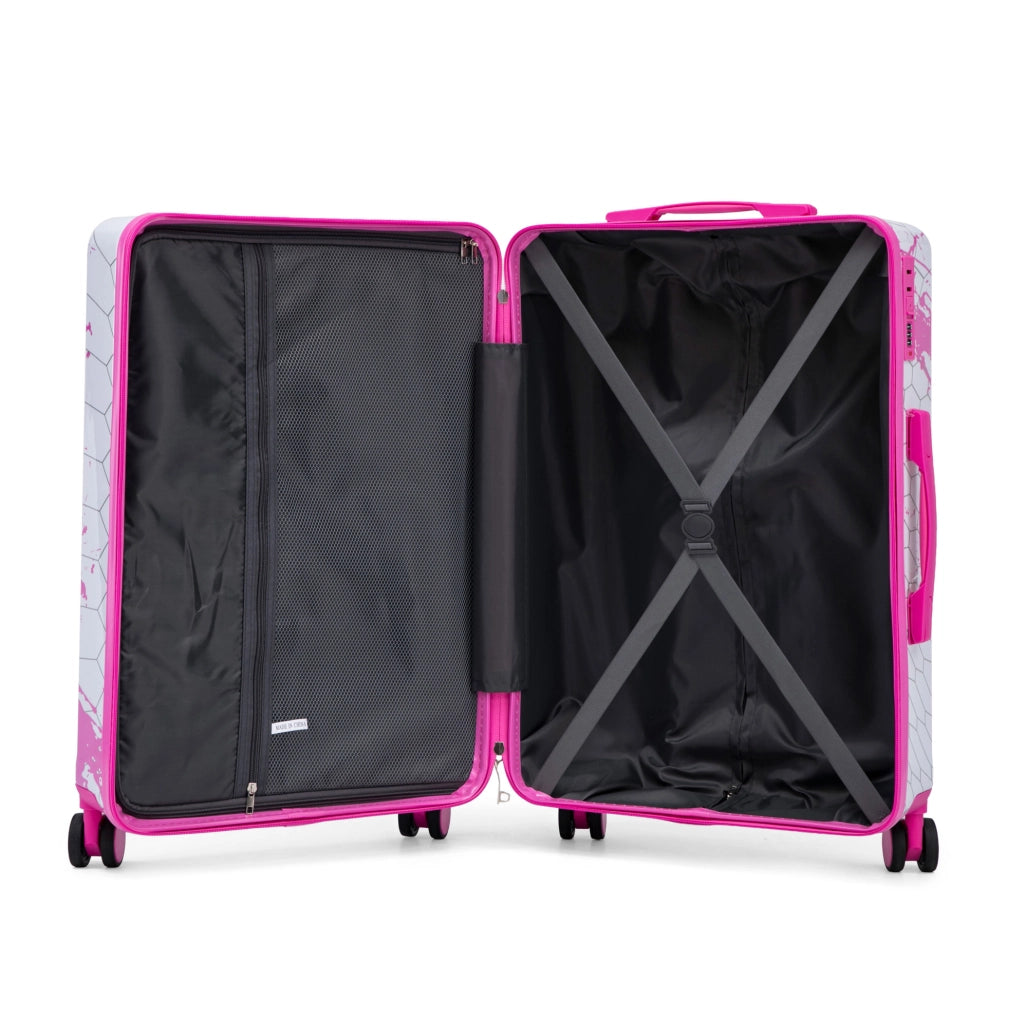 Trolley da cabina rosa in PC con ruote doppie girevoli e lucchetto