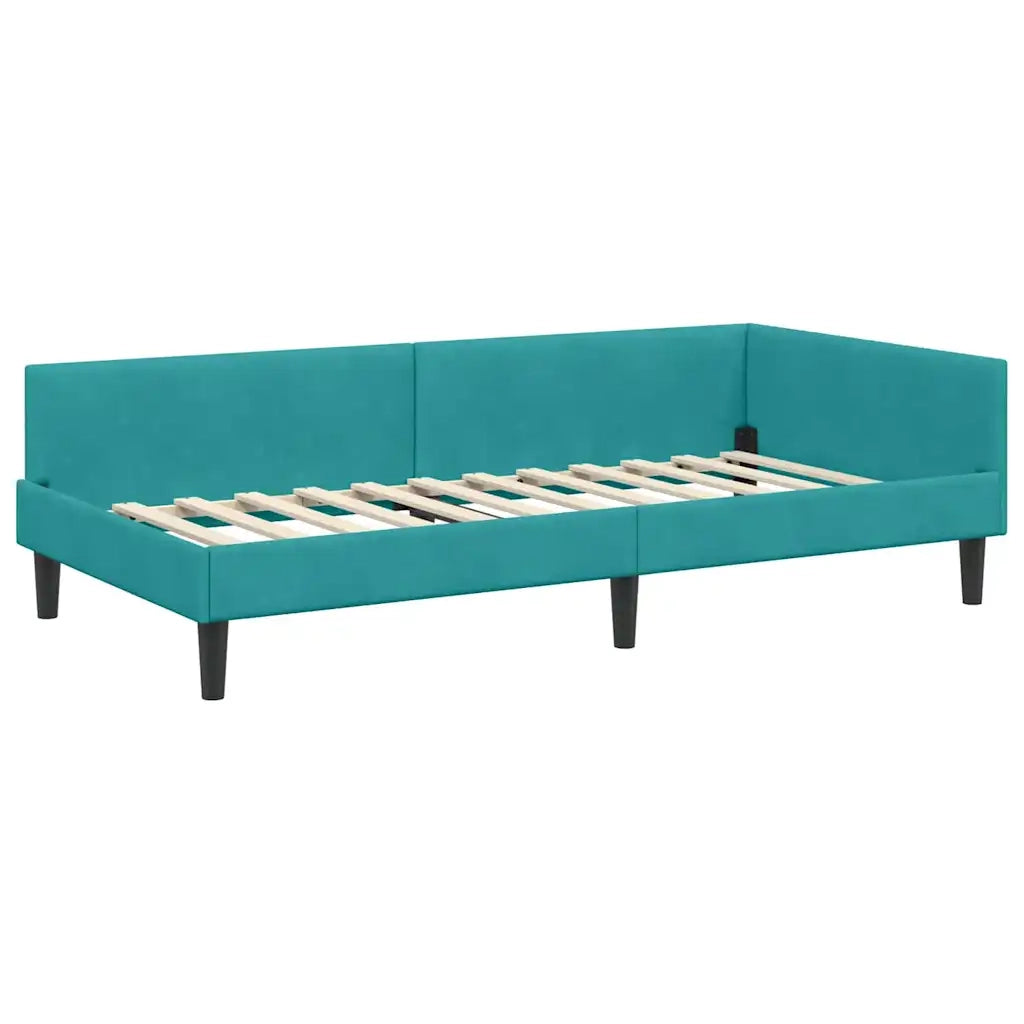 Struttura Letto Angolare con Materasso 2 pz-Giroletto con materasso Turchese Velluto 315365