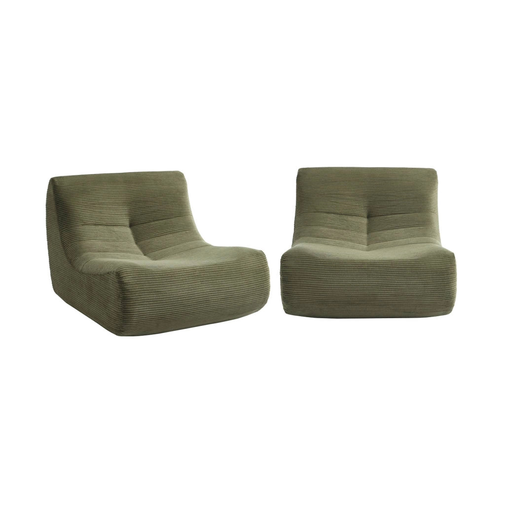 Divano modulare velluto, 2 posti, verde kaki