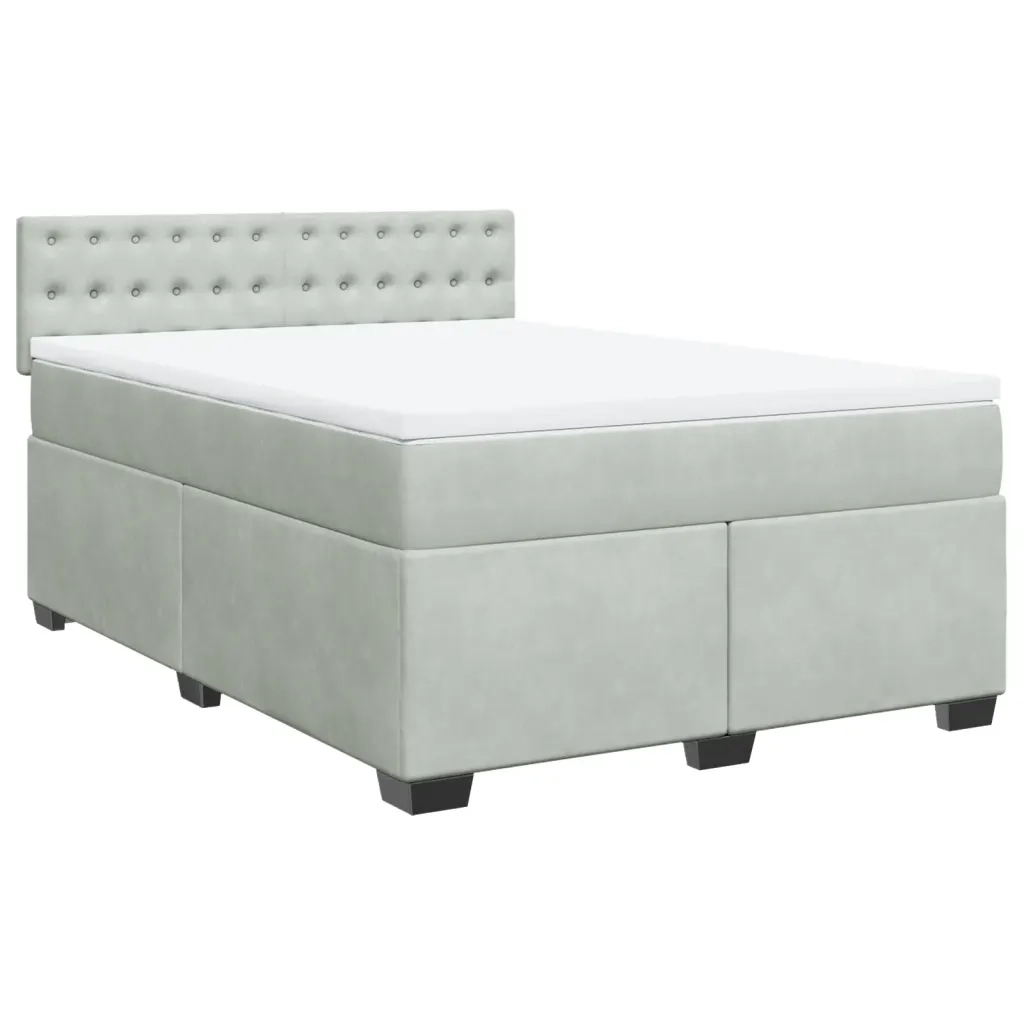 Giroletto a Molle con Materasso Grigio Chiaro 140x200cm Velluto