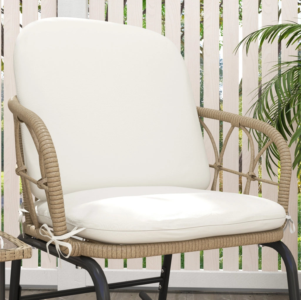 Set da giardino 3 pezzi in rattan giallo con sedie a dondolo