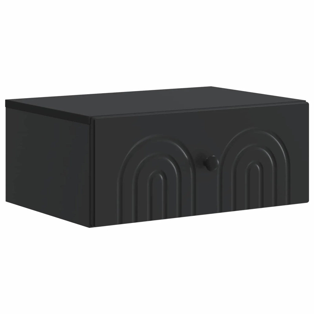 Comodino | Armadio da Notte | Mobiletto da notte a muro con cassetto Nero 49 x 34,5 x 20 cm