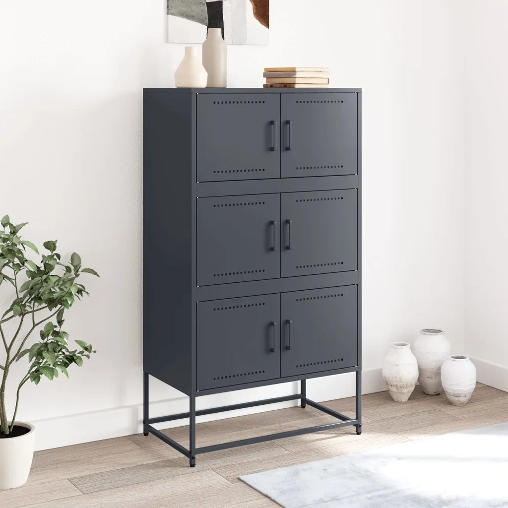 Credenza | Madia | Buffet da pranzo | Armadio da pranzo Antracite 68,5x38,5x123,5 cm in Acciaio