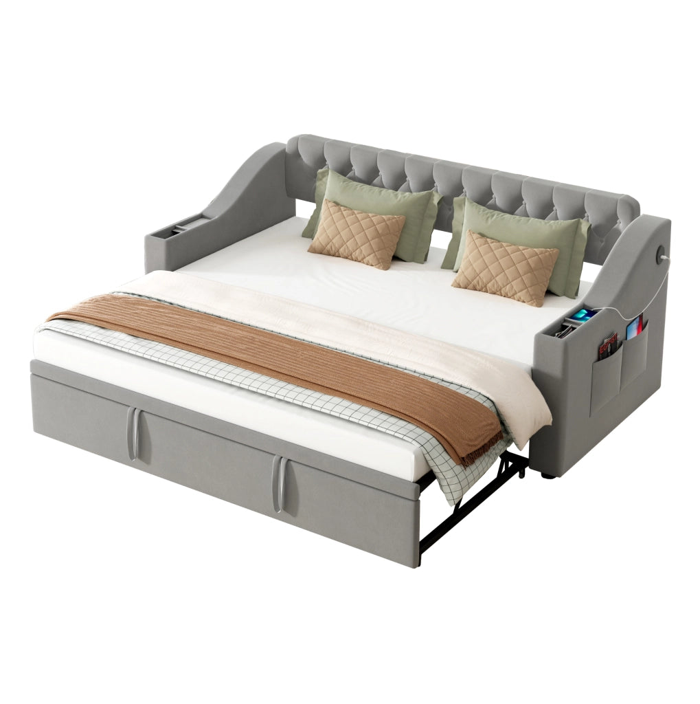 Letto imbottito 90x190 cm convertibile con rete a doghe in velluto