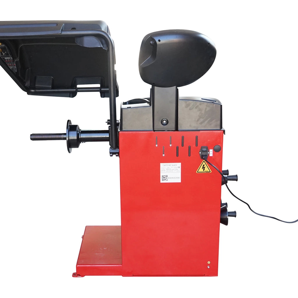 Macchina equilibratrice per ruote da 10 a 24 pollici, con programmi multipli, display digitale e 4 coni di centraggio