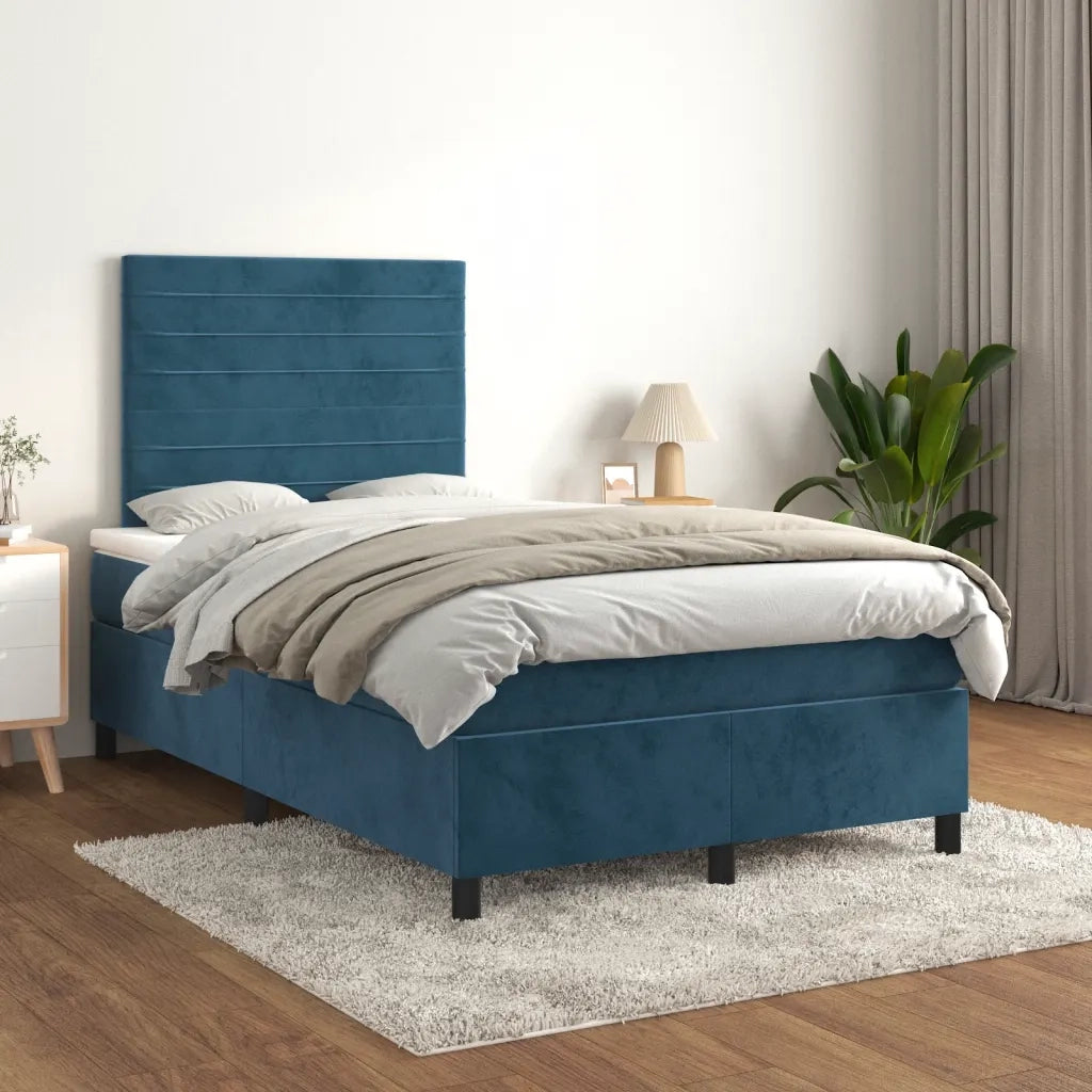 Giroletto a Molle con Materasso Blu Scuro 120x190 cm in Velluto 3270005