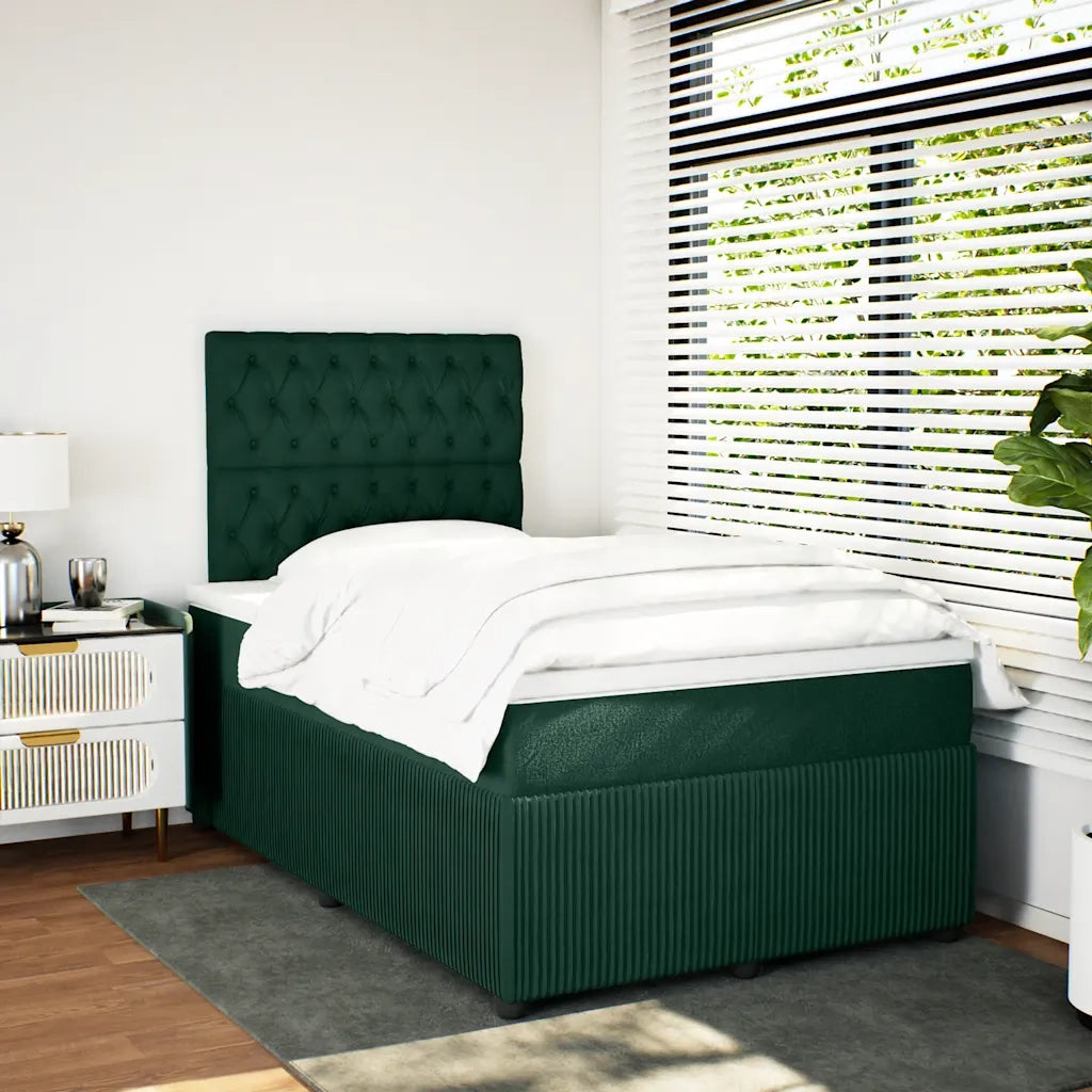Giroletto a Molle con Materasso Verde Scuro 120x200 cm Velluto