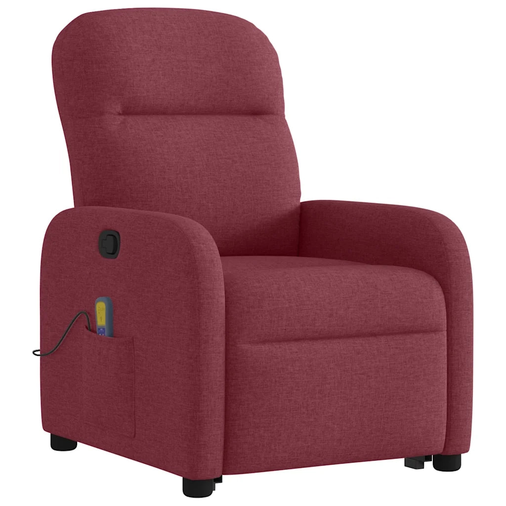 Poltrona Alzapersona Massaggio Reclinabile Rosso Vino Tessuto 3302985