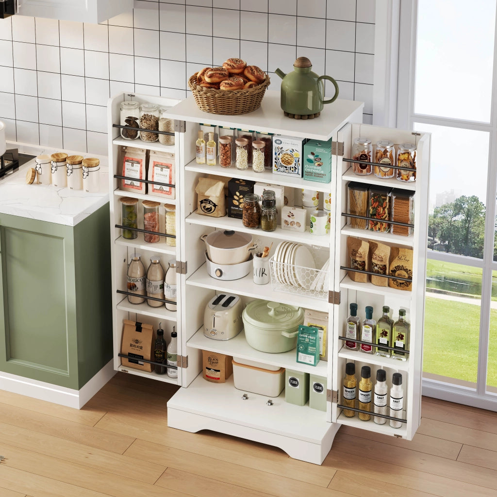 Mobile contenitore con ripiano regolabile e luce LED - per cucina - in MDF - 120×60×40 cm - bianco