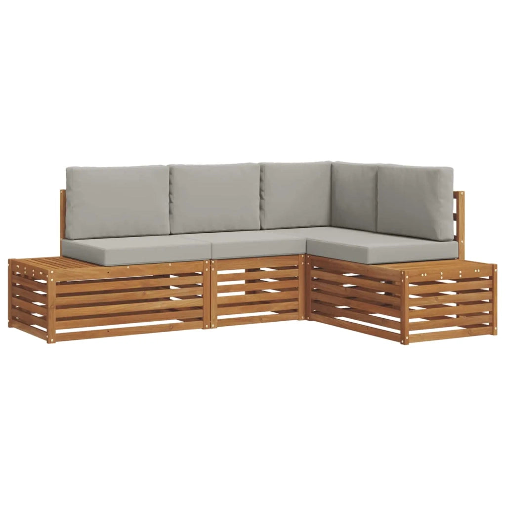 Set di divani da esterno 4 Pezzo Grigio Naturale e Chiaro 3375441