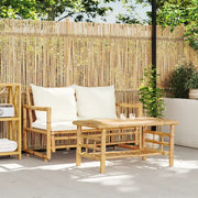 Set di divani da giardino 2 pezzi con cuscini in bambù 365870