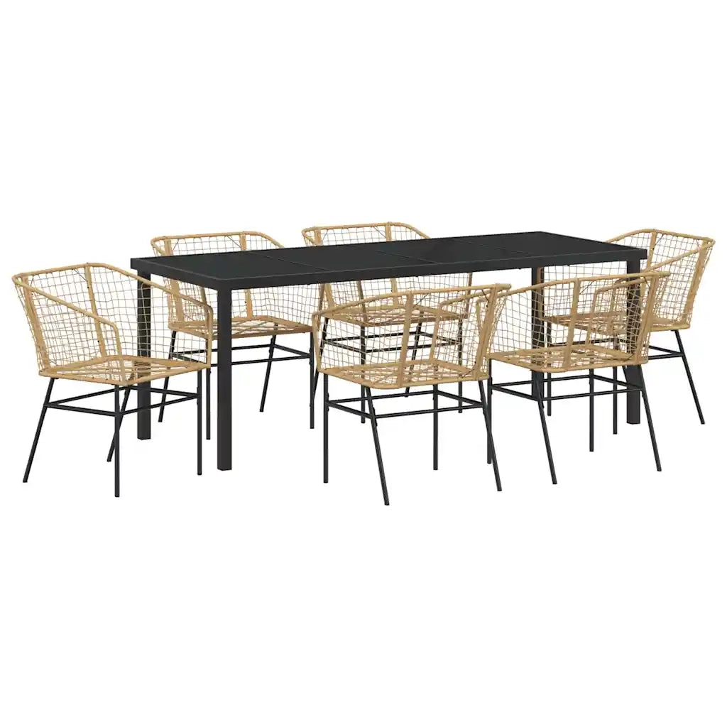 Set da Pranzo per Giardino 7 pcs Marrone polyrattan 3380902