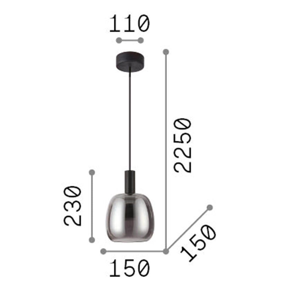 Sospensione Moderna Coco-1 Metallo Fumè Led 7W 3000K Luce Calda