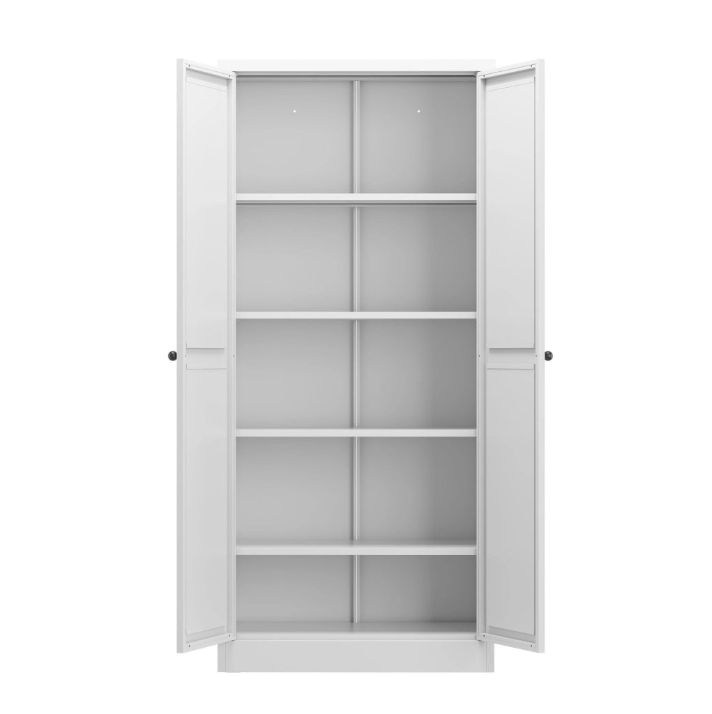 Armadio Dispensa in Metallo Bianco con 4 Ripiani Regolabili 155x70x35 cm per Cucina e Soggiorno