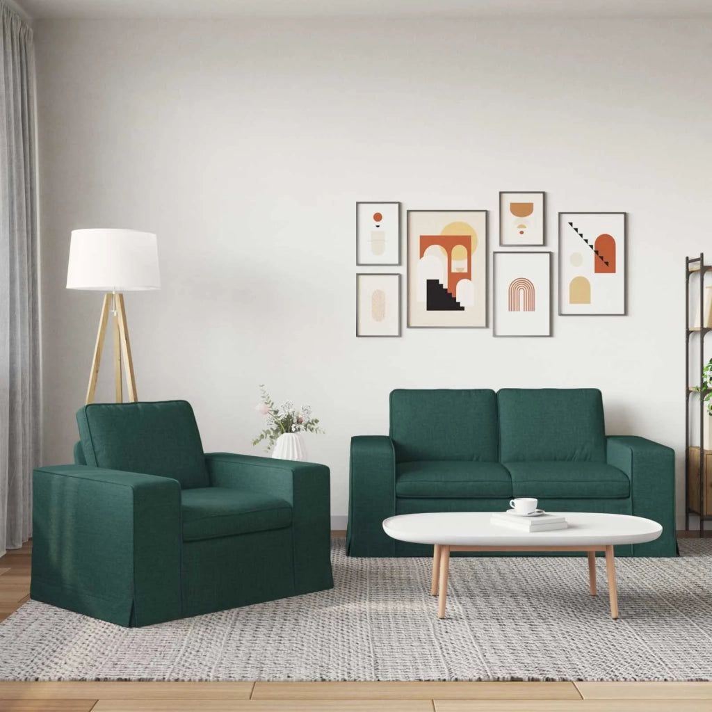 Set di divani 2 pcs Verde Scuro 162 x 80 x 82 cm Tessuto 3407503