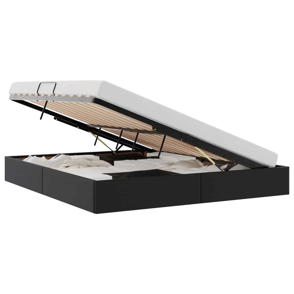 Letto ottomano Nero 160 x 200 cm Pelle Sintetica 3442778