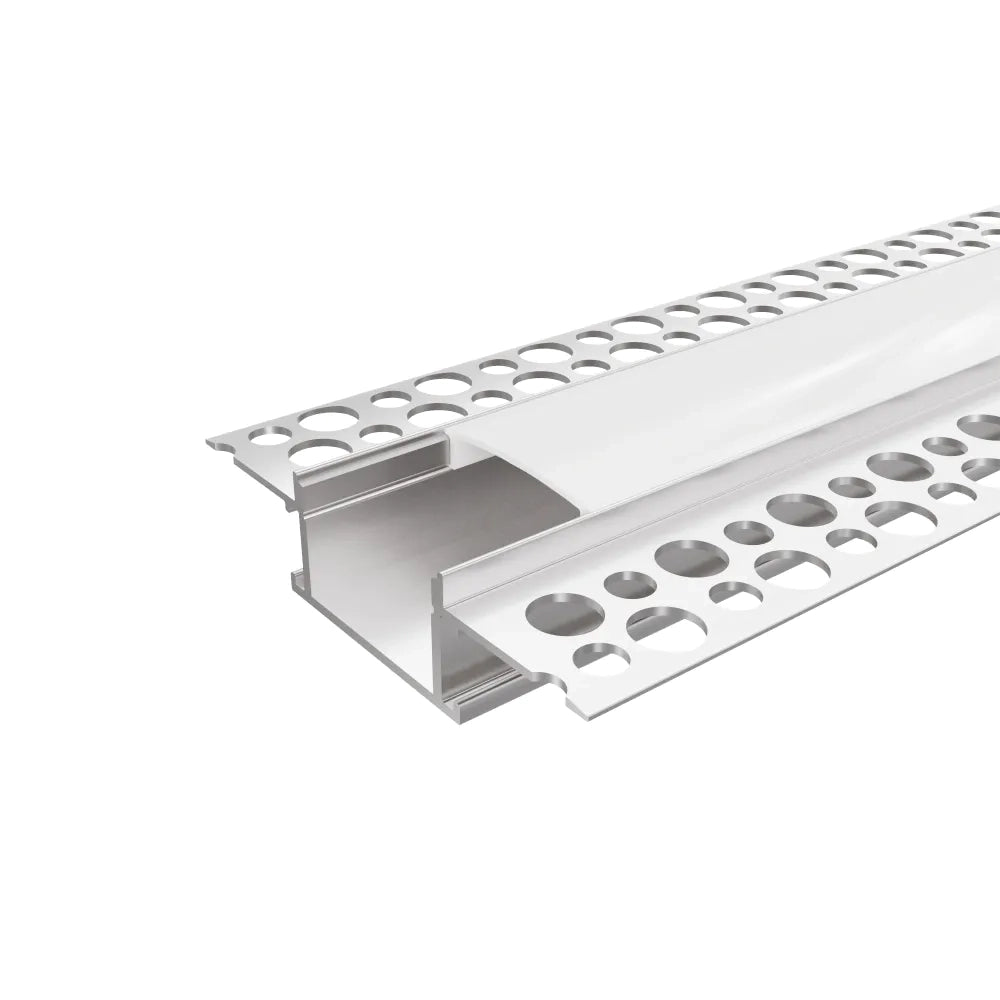 Profilo da incasso in alluminio silver 2mt per cartongesso per doppia striscia led