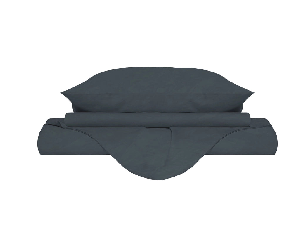 Copripiumino Matrimoniale con Sacco e Federe Linea Water Washed Grigio Scuro
