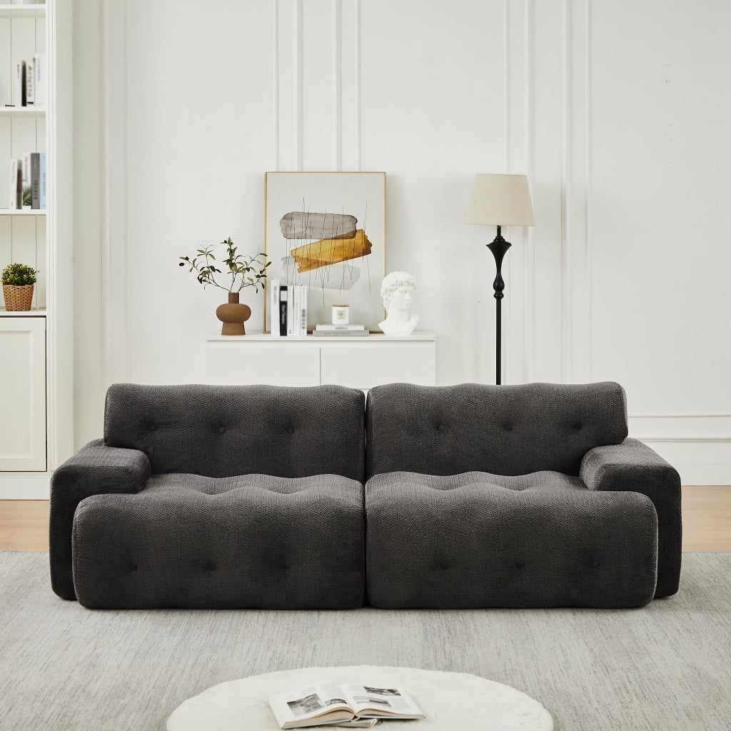 Divano 2 Posti Cloud con Braccioli Larghi e Bottoni ¨C MINIMAL ¨C Grigio