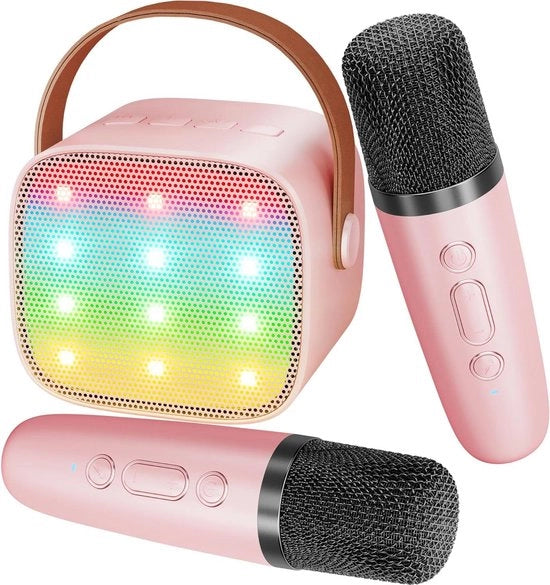 Sistema di Karaoke con 2 Microfoni Bluetooth per Bambini e Adulti - Karaoke Player Ricaricabile Giocattolo Elettronico per Bambini (Rosso)
