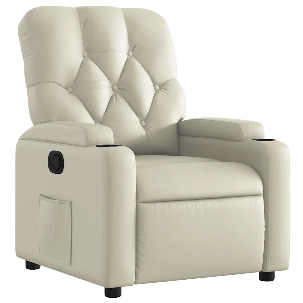 Poltrona | Sedia Relax Reclinabile Crema in Similpelle