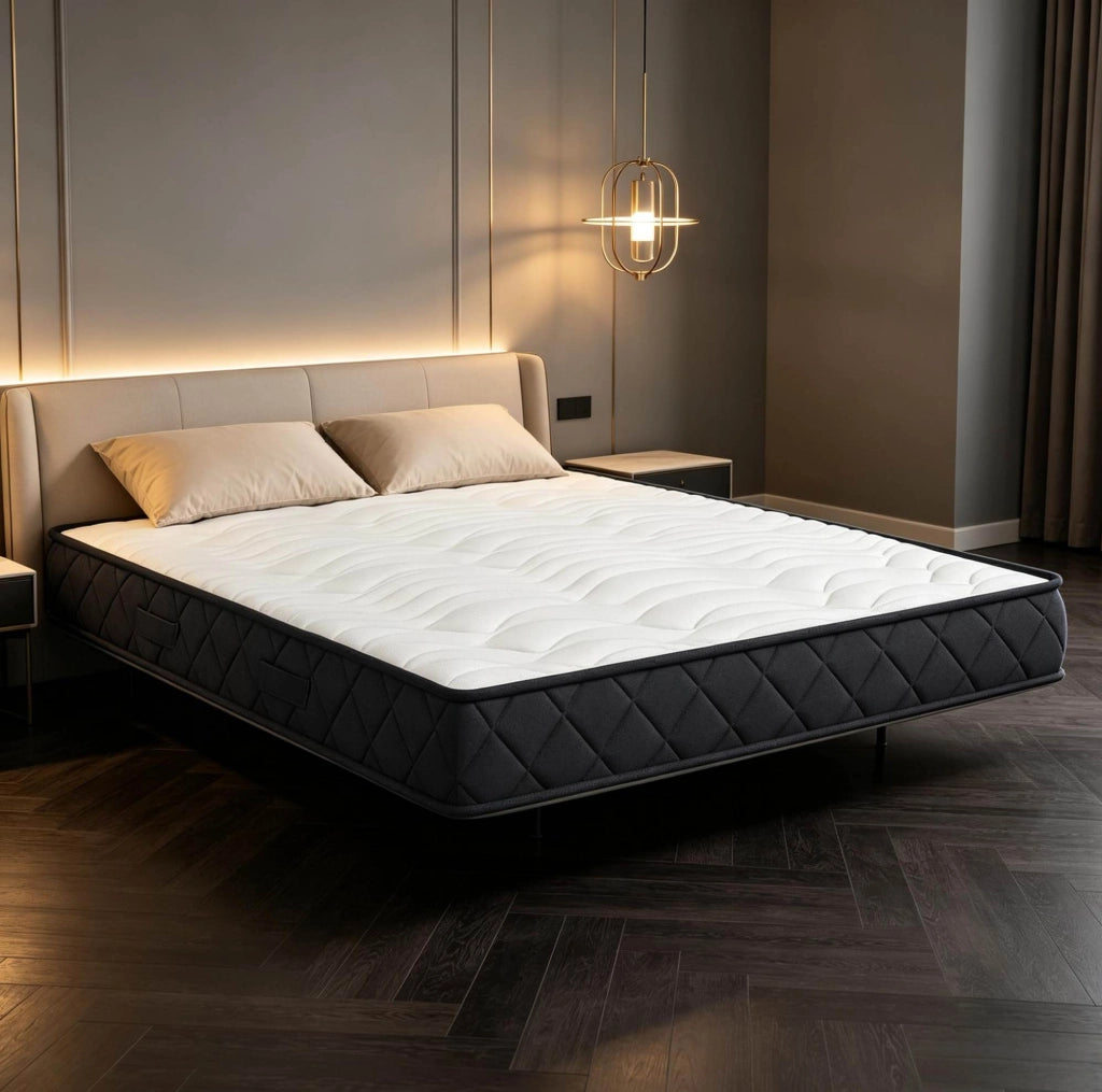 Materasso 140 x 190 cm in poliestere bianco e grigio, memory foam
