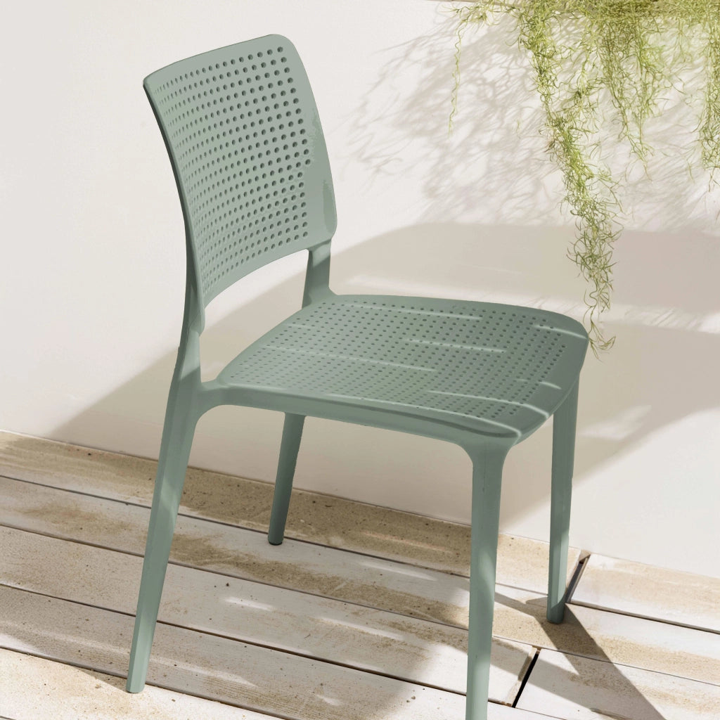Oviala - Set di 4 sedie da giardino in plastica verde salvia