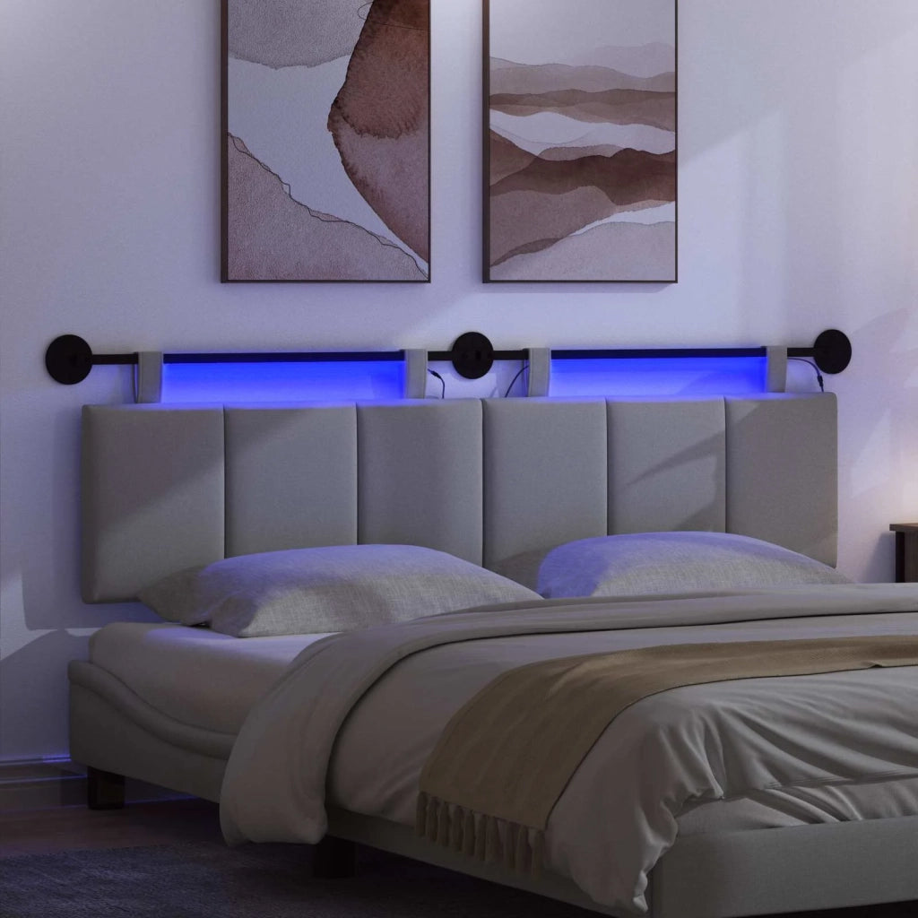 Testiera | Testata sospesa Con luce LED Grigio Chiaro Tessuto