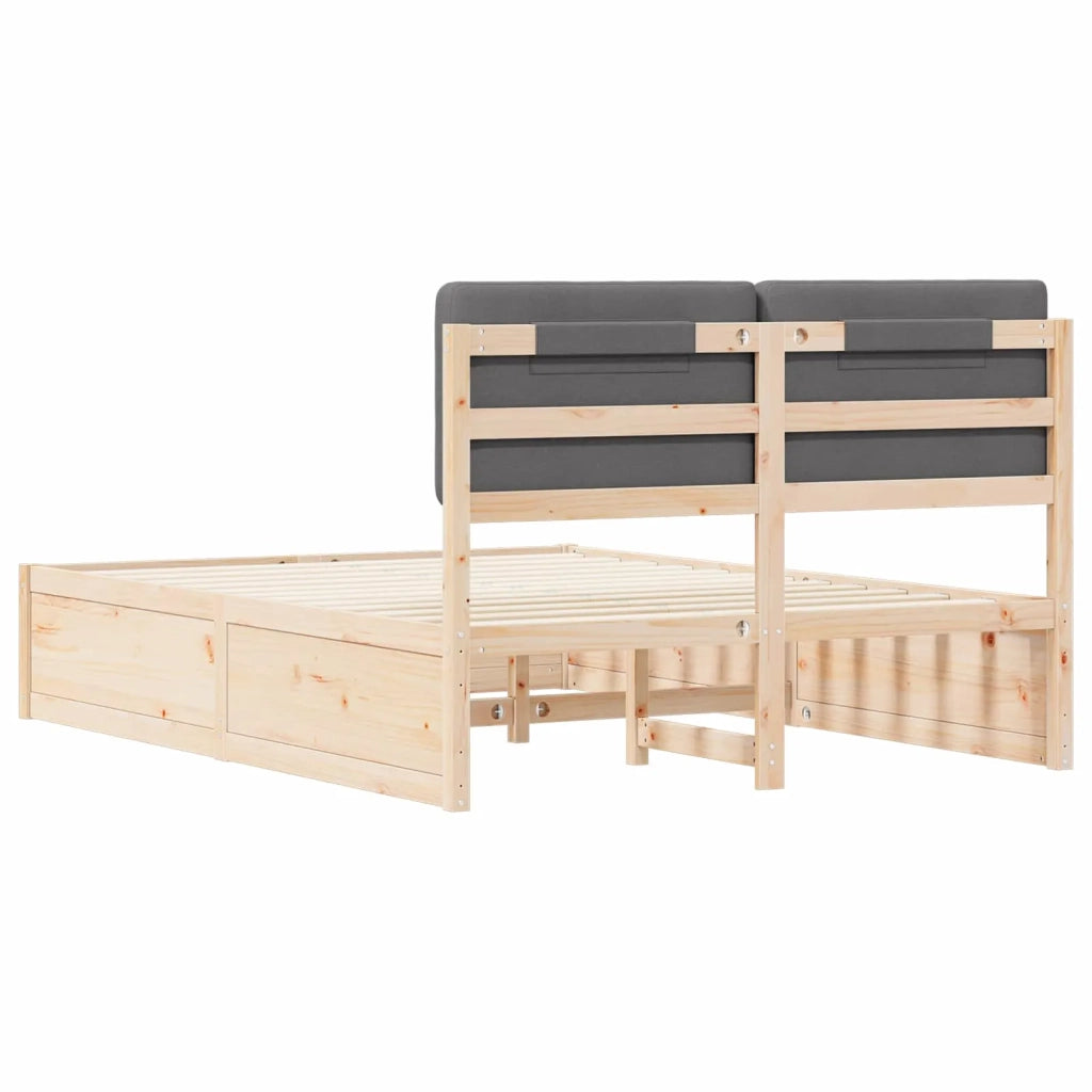 Letto con Testiera Rivestita Grigio scuro 135 x 190 cm