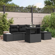 Set Divano da Giardino con cuscino 6 pcs Nero polyrattan