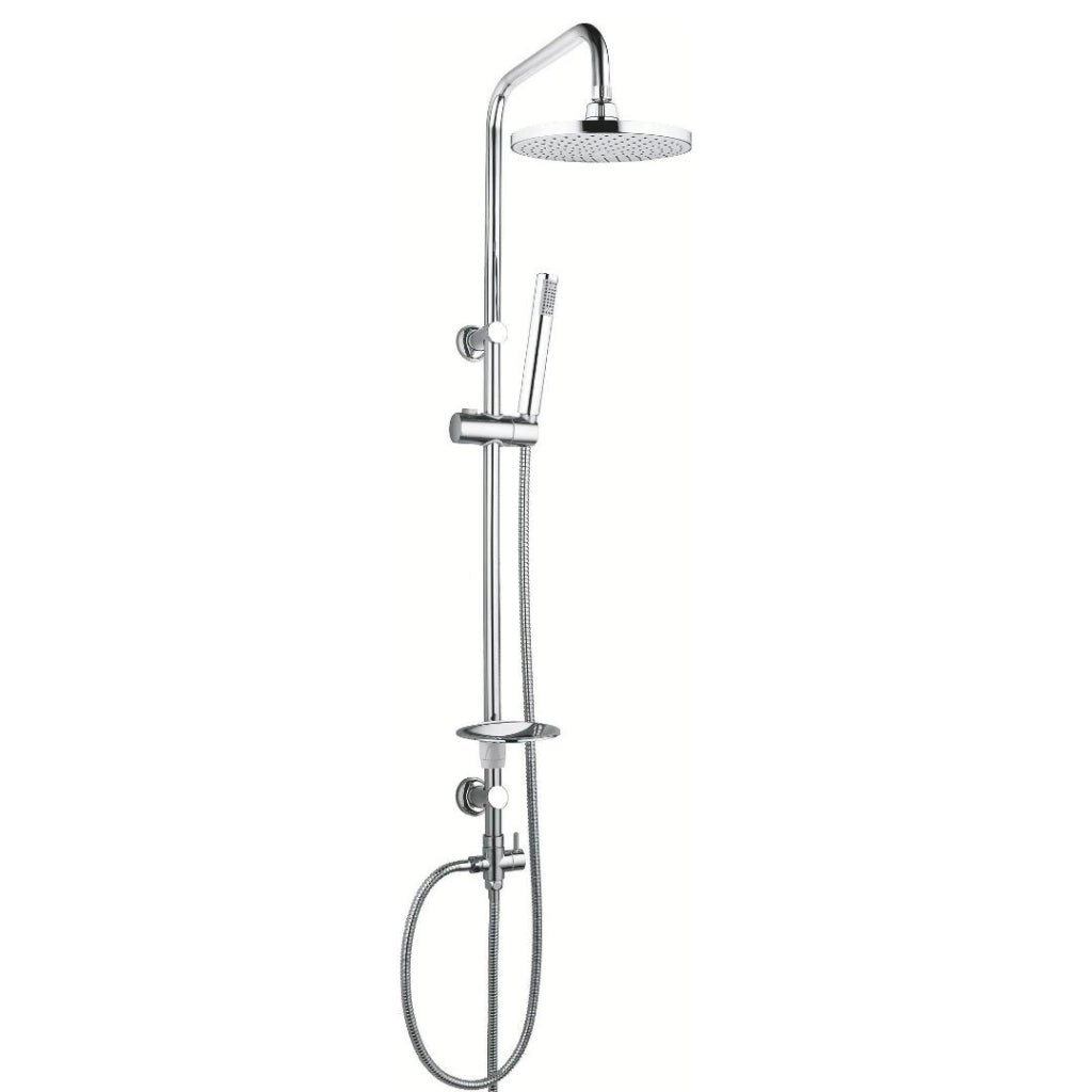 Colonna doccia attrezzata 025 ottone cromato soffione tondo doccetta *** materiale staffe a parete abs, pezzi 1