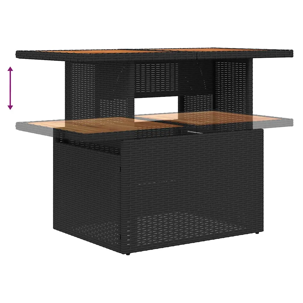 Set da Pranzo per Giardino con cuscino 7 pcs Nero e Marrone 3349792