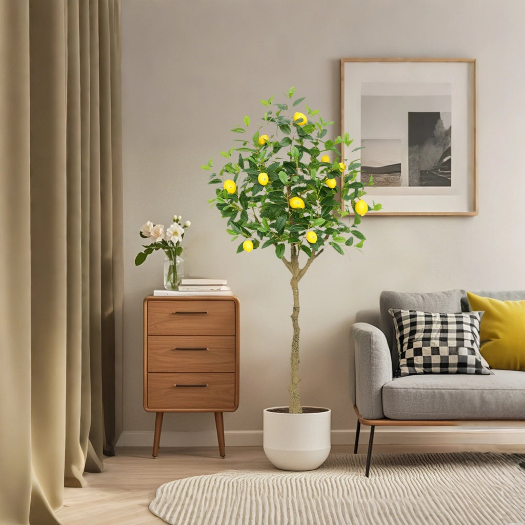 Albero di Limoni Artificiale 150 cm Grande Pianta con Limoni per Interno ed Esterno