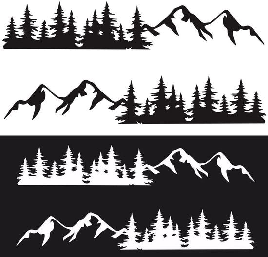 Etichetta auto minimalista - Motivo montagna/arbusto - PVC