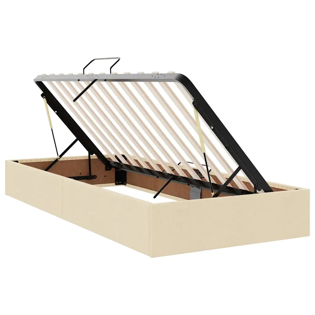 Letto con contenitore e LED Crema 100 x 200 cm Tessuto 3371191