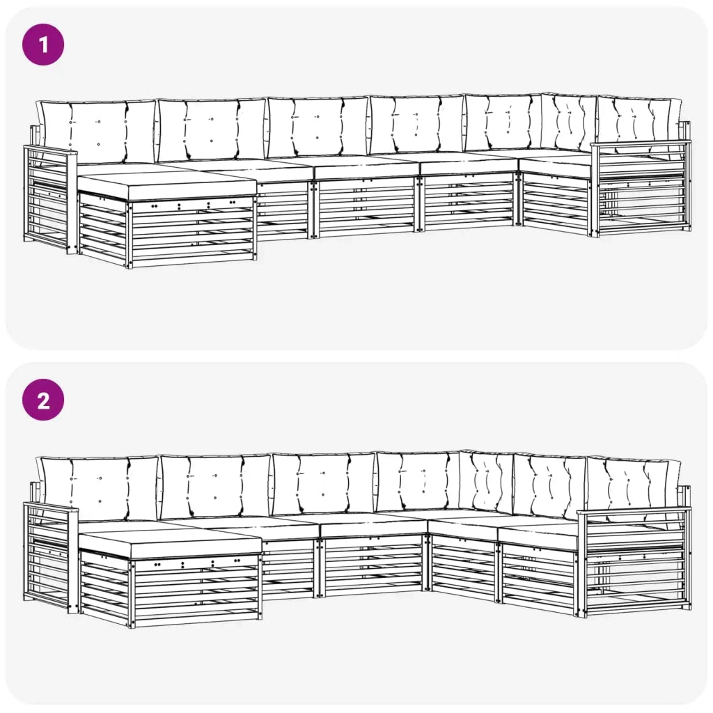Set divani 7 pcs Naturale e Beige Legno di Acacia Massello 3373833