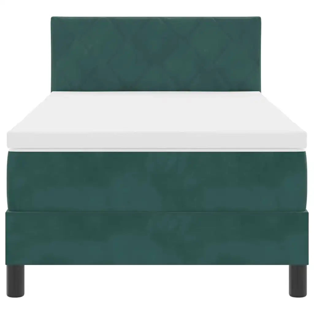 Letto a Sorgente LED con led Verde Scuro 90 x 190 cm Velluto