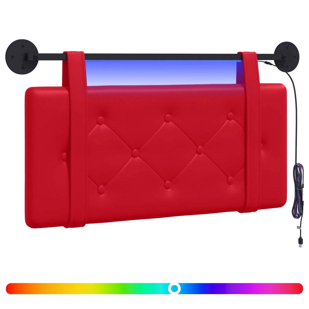 Testiera | Testata sospesa Con luce LED Rosso Similpelle