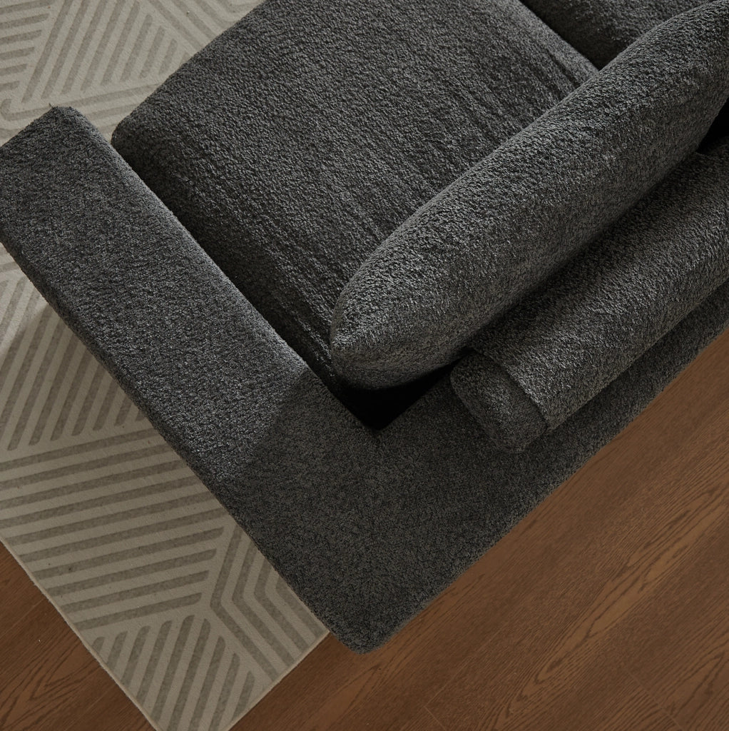 Divano modulare con chaise longue reversibile 250x160 cm in ciniglia grigio HOMVRA
