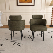 SEDIA girevole 360° con braccioli 60x56x53 cm in chenille verde oliva