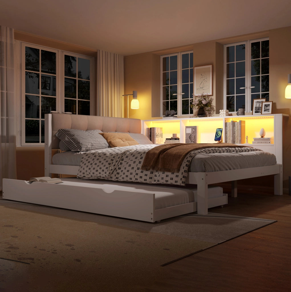 LETTO Estraibile 140x200 cm Legno di pino Bianco