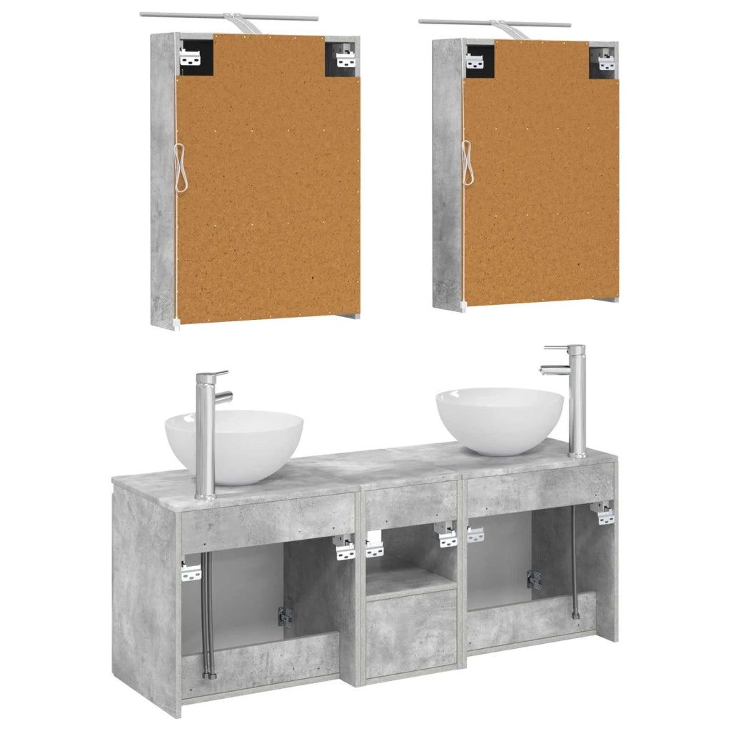 Set di Armadi da Bagno 5 pz Grigio Cemento Legno ingegnerizzato 3406354