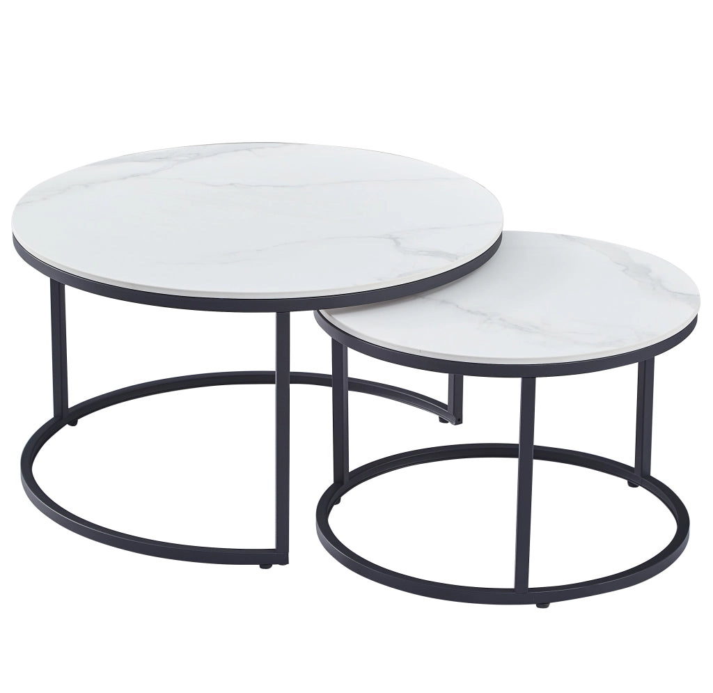 Tavolino da caffè TAJDA set da 2 (marmo bianco)