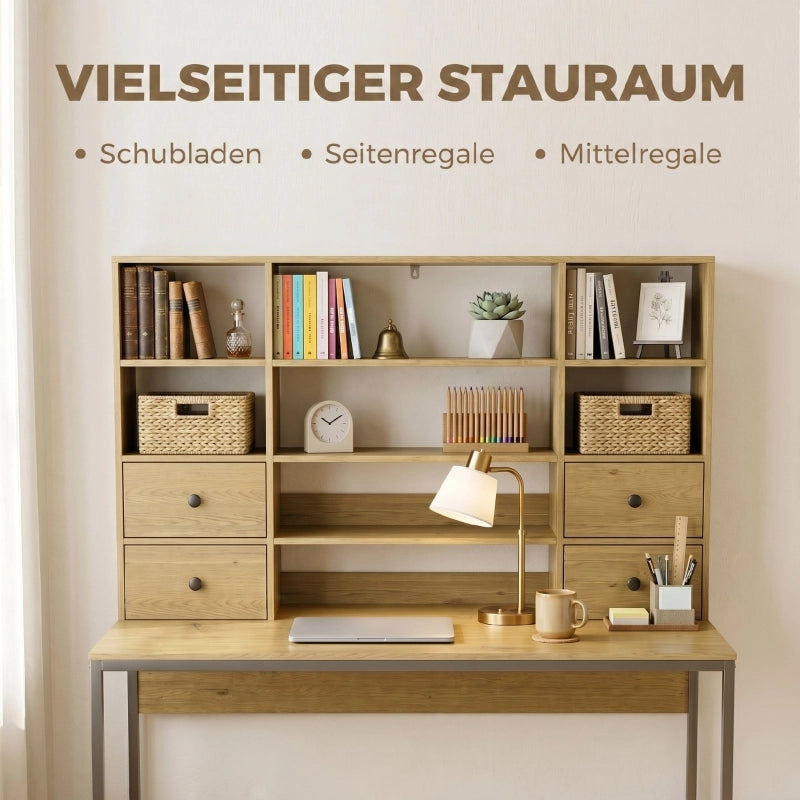 Scrivania computer con 4 cassetti e ripiani ¨C Minimal ¨C rovere 105x50x75