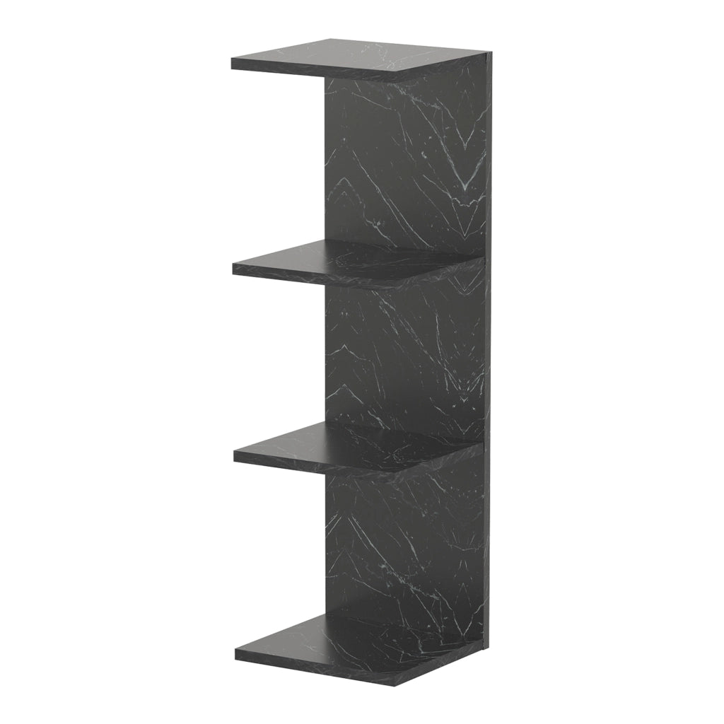 Mensola da Parete Surahammar Libreria Scaffale a Muro con 4 Ripiani - Effetto Marmo Nero [en.casa]